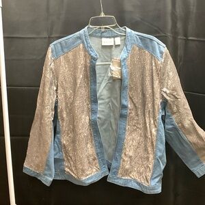 chicos women’s sequin denim jacket